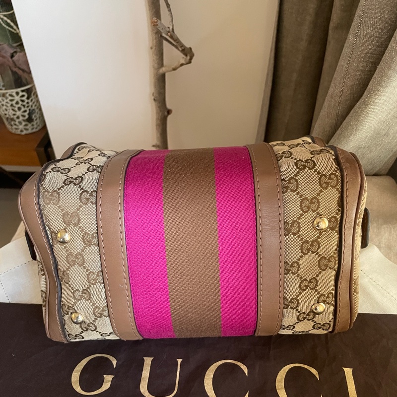 Gucci 波士頓包/speedy25包/圓筒包🧸瀟🧸 GG老花字紋🧸手提/肩背/側背/斜背/小資包🧸正品🧸🈶️原包附長背帶-22