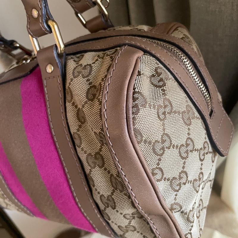 Gucci 波士頓包/speedy25包/圓筒包🧸瀟🧸 GG老花字紋🧸手提/肩背/側背/斜背/小資包🧸正品🧸🈶️原包附長背帶-32