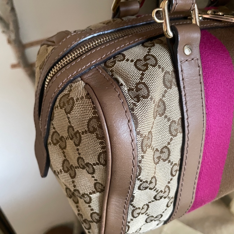 Gucci 波士頓包/speedy25包/圓筒包🧸瀟🧸 GG老花字紋🧸手提/肩背/側背/斜背/小資包🧸正品🧸🈶️原包附長背帶-34