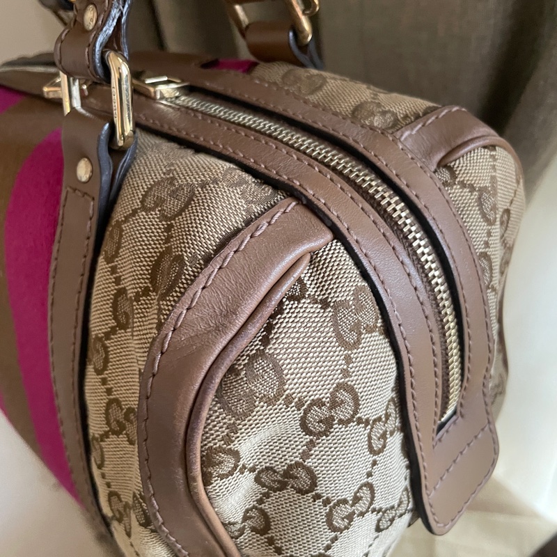 Gucci 波士頓包/speedy25包/圓筒包🧸瀟🧸 GG老花字紋🧸手提/肩背/側背/斜背/小資包🧸正品🧸🈶️原包附長背帶-36