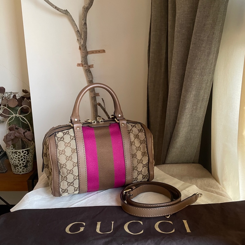 Gucci 波士頓包/speedy25包/圓筒包🧸瀟🧸 GG老花字紋🧸手提/肩背/側背/斜背/小資包🧸正品🧸🈶️原包附長背帶-58