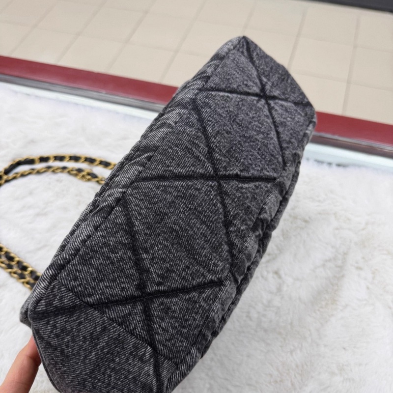Chanel/香奈兒 25K深牛仔丹寧單肩包 塵袋-1