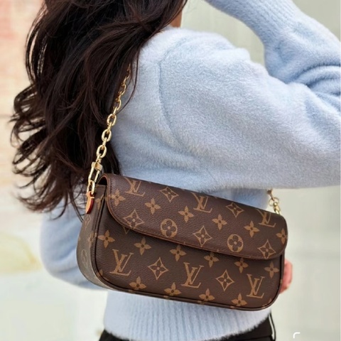 日常百搭款😍99新🈶購證⚡️lv老花lvy系列鏈條單肩斜挎包