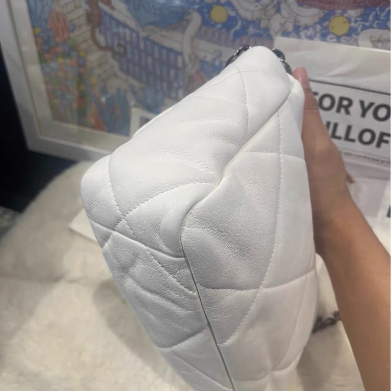 絕美千金風👑99新🆕Chanel白金格紋小號19bag 手提單肩斜挎包-11