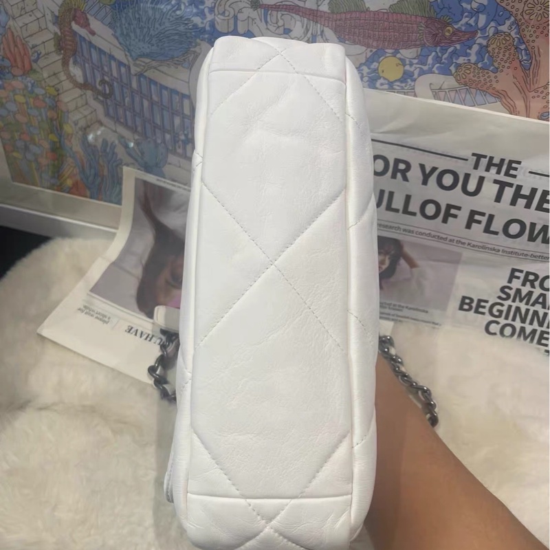 絕美千金風👑99新🆕Chanel白金格紋小號19bag 手提單肩斜挎包-12