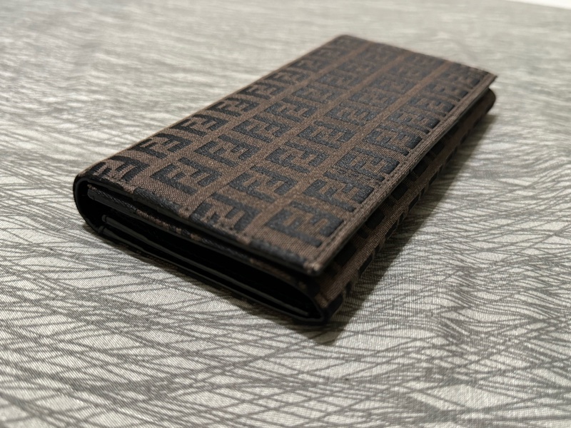 中古Fendi老花長夾/發財錢包/芬迪長夾/Fendi深棕色長夾/Fendi長錢包/芬迪中古長夾/Fendi中古長夾/老花長夾/咖啡色長夾/布面長夾-2