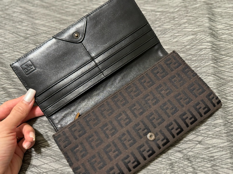 中古Fendi老花長夾/發財錢包/芬迪長夾/Fendi深棕色長夾/Fendi長錢包/芬迪中古長夾/Fendi中古長夾/老花長夾/咖啡色長夾/布面長夾-3