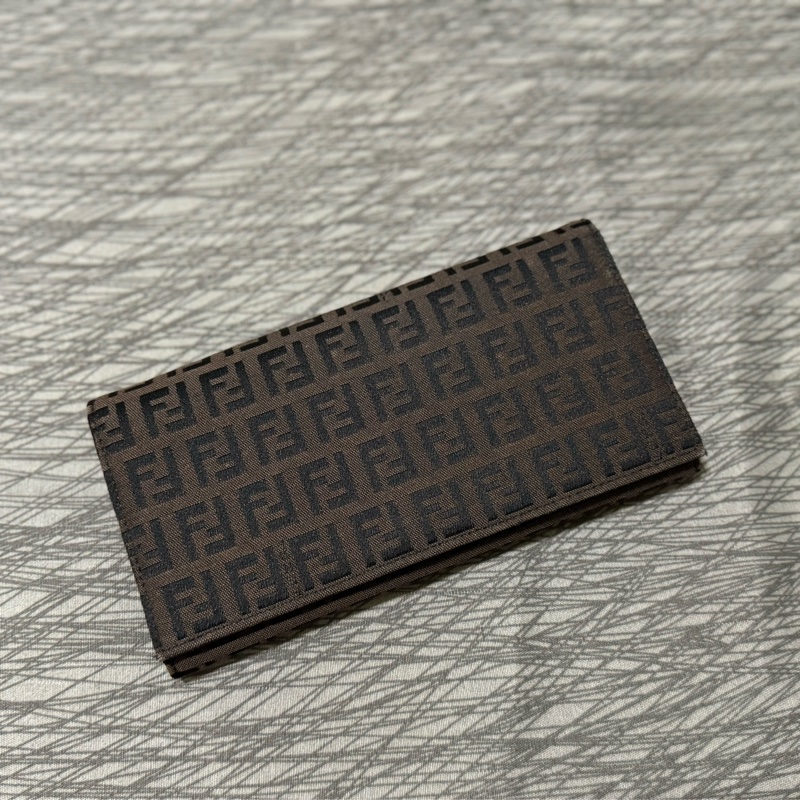 中古Fendi老花長夾/發財錢包/芬迪長夾/Fendi深棕色長夾/Fendi長錢包/芬迪中古長夾/Fendi中古長夾/老花長夾/咖啡色長夾/布面長夾-5