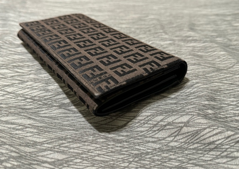 中古Fendi老花長夾/發財錢包/芬迪長夾/Fendi深棕色長夾/Fendi長錢包/芬迪中古長夾/Fendi中古長夾/老花長夾/咖啡色長夾/布面長夾-8