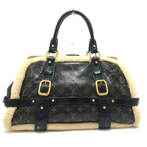 路易威登 M95574 Monogram Shearling Storm 波士頓包/手提包，漆皮和羊皮拼接，男女通用，酒紅色