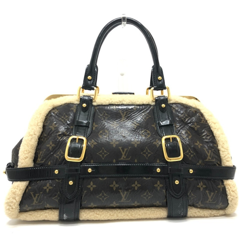 路易威登 M95574 Monogram Shearling Storm 波士頓包/手提包,漆皮和羊皮拼接,男女通用,酒紅色-0