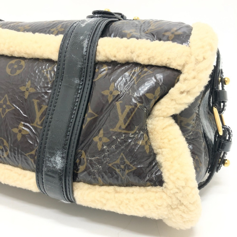 路易威登 M95574 Monogram Shearling Storm 波士頓包/手提包,漆皮和羊皮拼接,男女通用,酒紅色-5