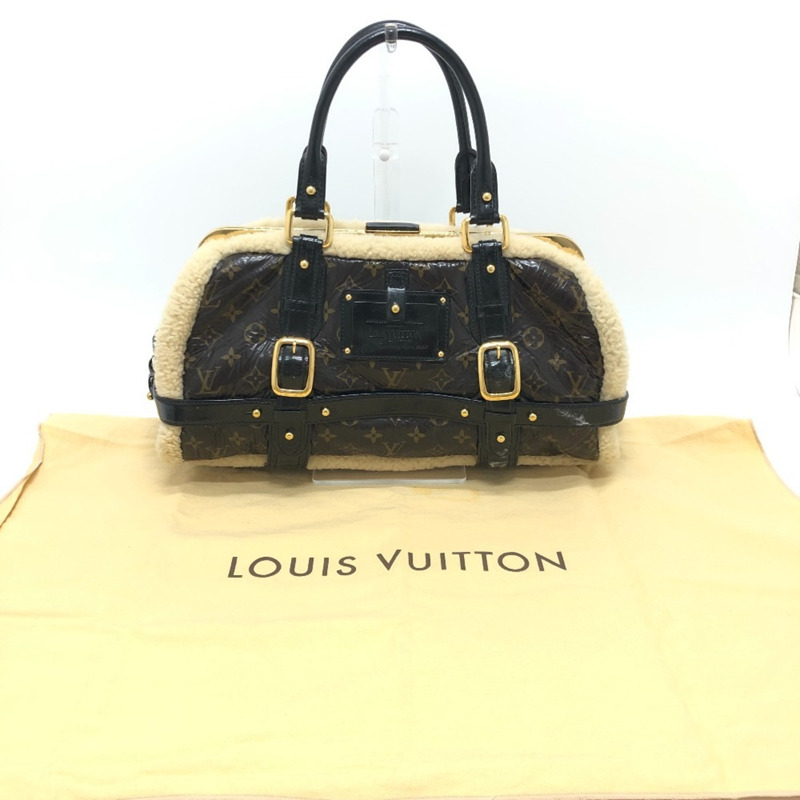 路易威登 M95574 Monogram Shearling Storm 波士頓包/手提包,漆皮和羊皮拼接,男女通用,酒紅色-16