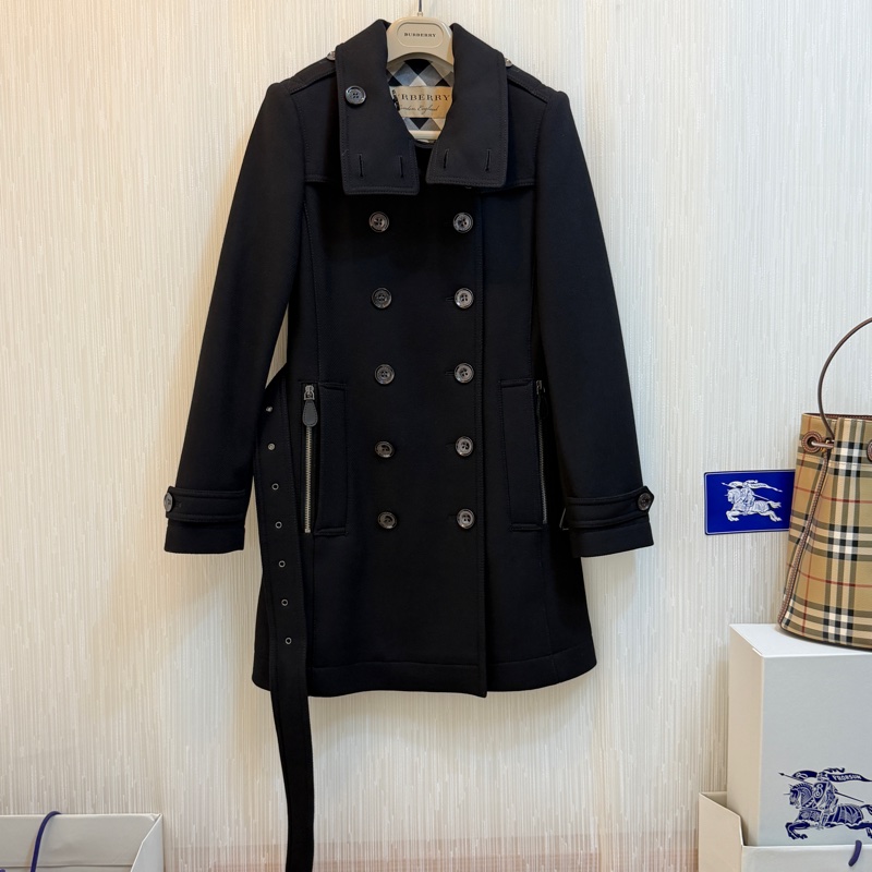 BURBEERRY英國黑色羊毛大衣UK4-2