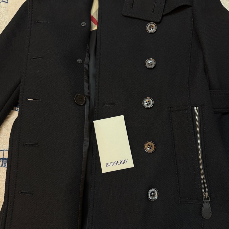 BURBEERRY英國黑色羊毛大衣UK4-7