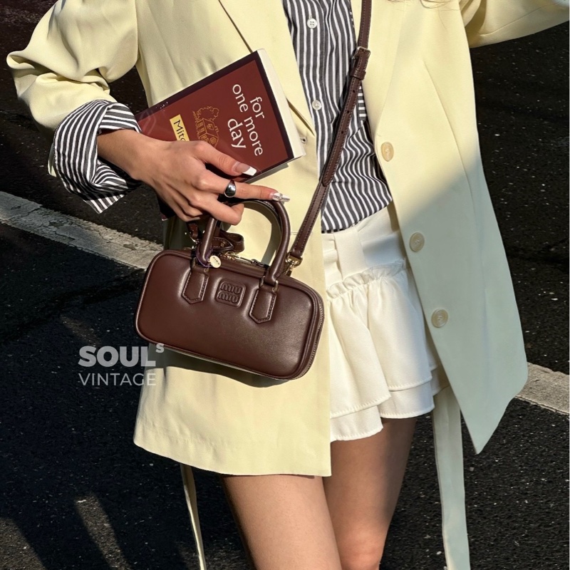 促銷品Miu Miu Arcadie迷你手提單肩包石楠木色-3