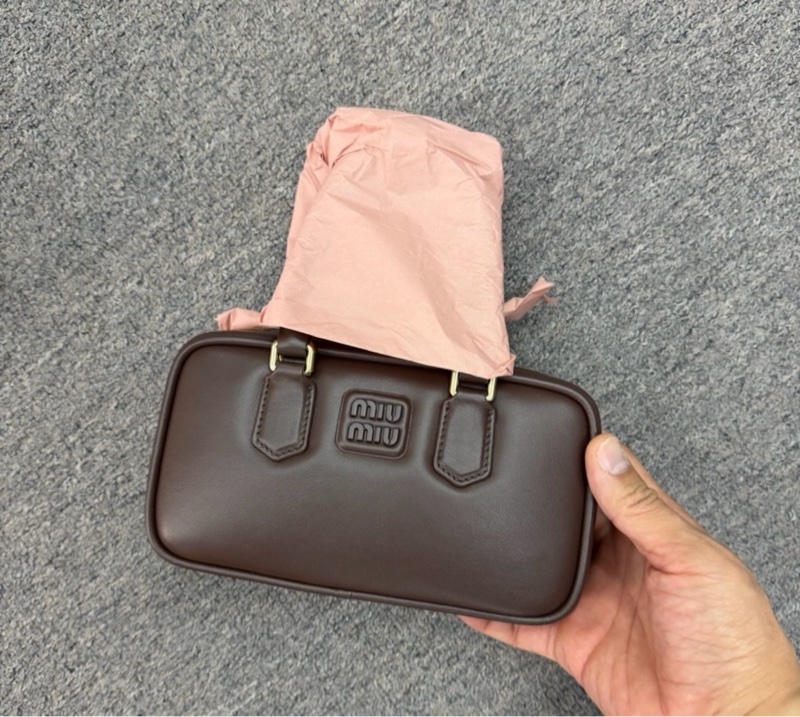 促銷品Miu Miu Arcadie迷你手提單肩包石楠木色-5