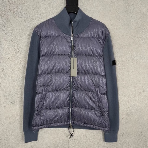 Dior • 滿版老花暗紋針織拼接羽絨夾克 全新有原吊牌✔️