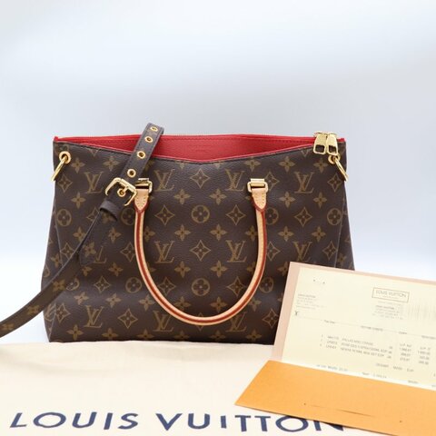 Louis Vuitton 路易威登 Pallas MM 帆布 牛皮 肩背 托特包