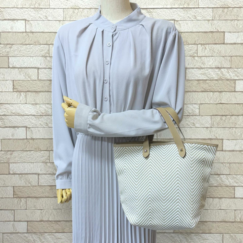 愛馬仕 Cabas Chennai PM 手提包,米色聚酯纖維,女士款-1