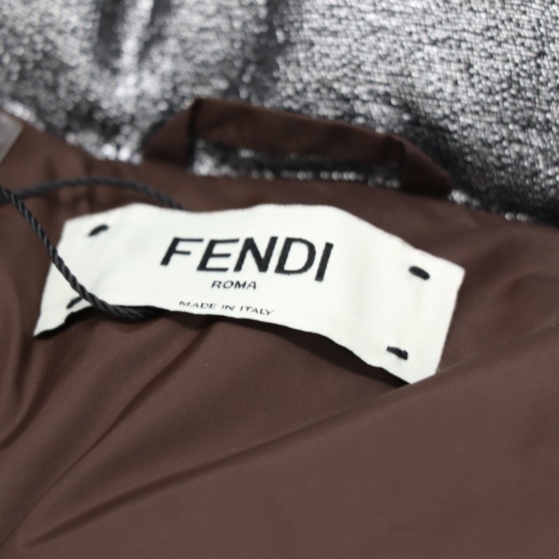 Fendi 芬迪 老佛爺 灰色 黑色 聚酯纖維 羽絨背心 外套-1