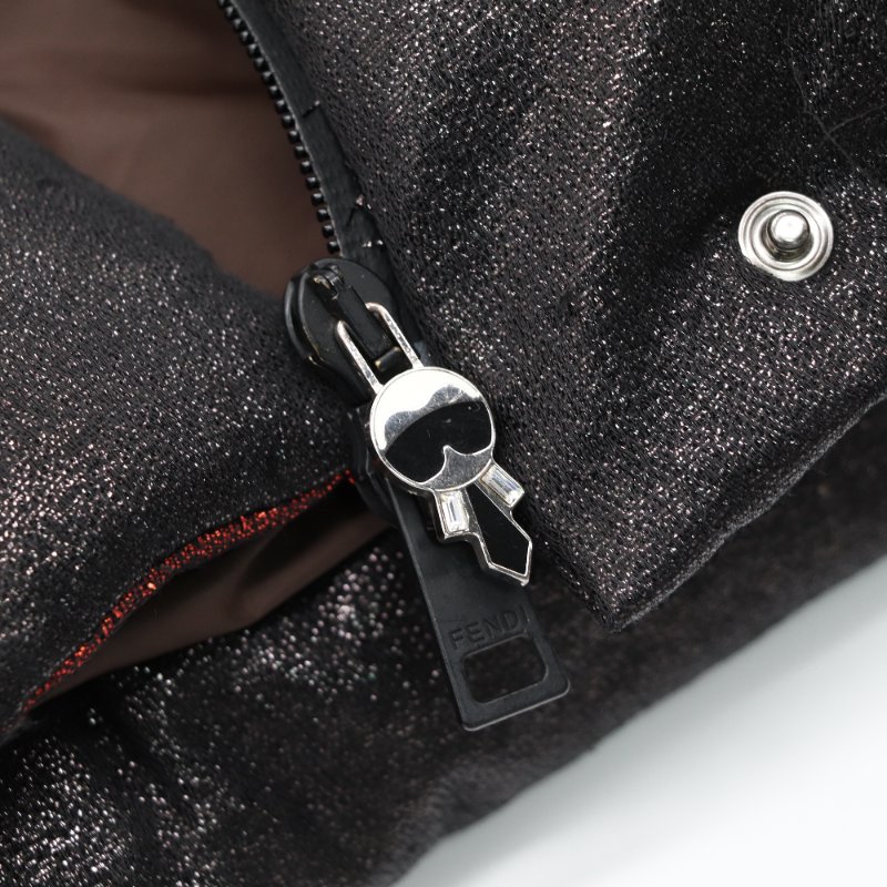 Fendi 芬迪 老佛爺 灰色 黑色 聚酯纖維 羽絨背心 外套-3