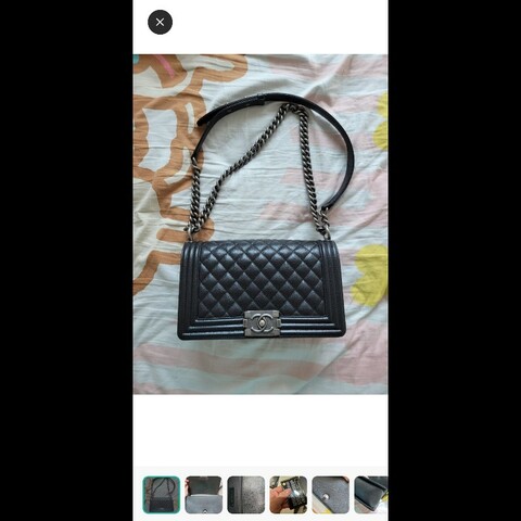 boy chanel 黑銀荔枝皮