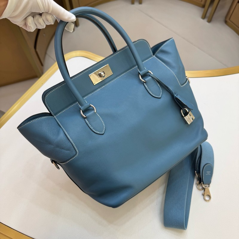 Hermes box牛仔藍26 牛奶盒子手提包肩背包-0
