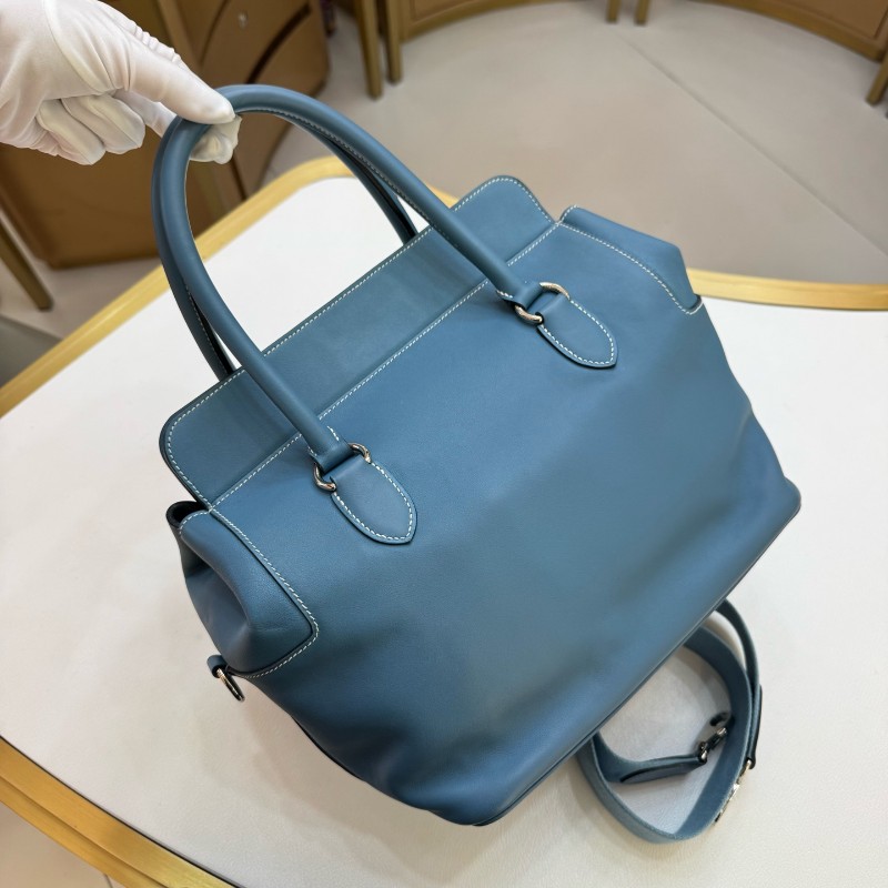Hermes box牛仔藍26 牛奶盒子手提包肩背包-3