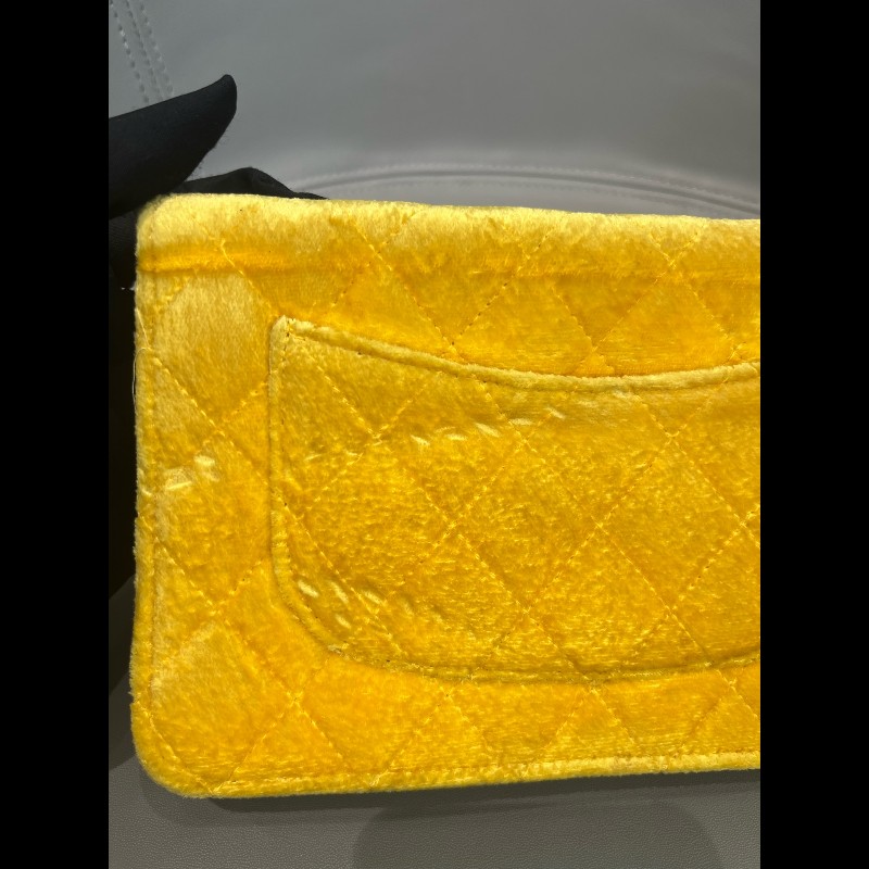 Chanel 黃色絲絨woc鏈條包 發財包-13