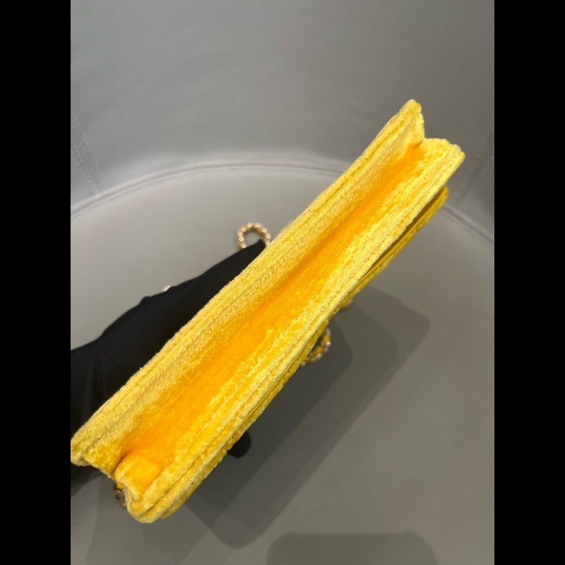 Chanel 黃色絲絨woc鏈條包 發財包-14