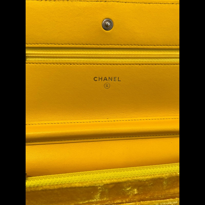 Chanel 黃色絲絨woc鏈條包 發財包-20