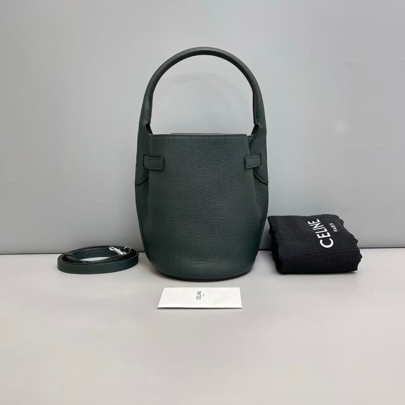 Celine nano墨綠色牛皮荔枝紋水桶包-1