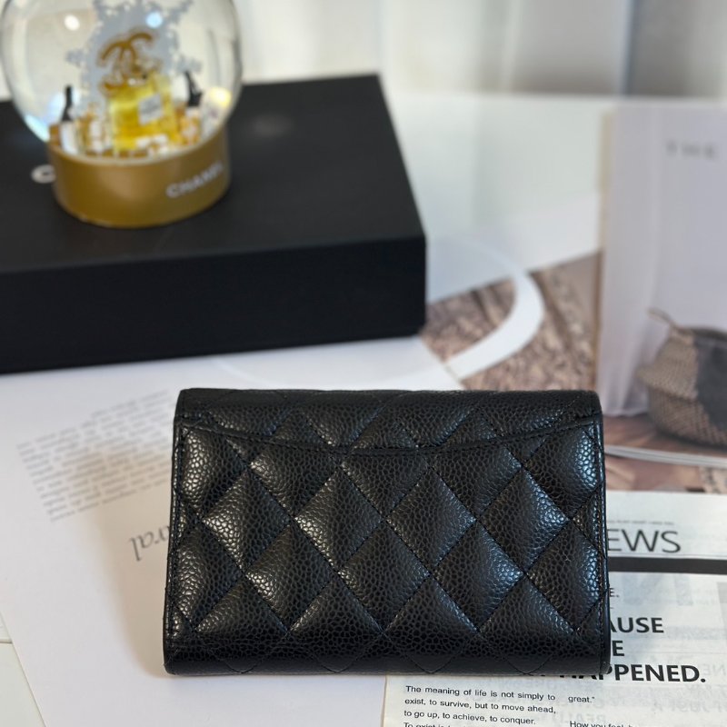 CHANEL 經典粒面牛皮中夾 - 黑金-2