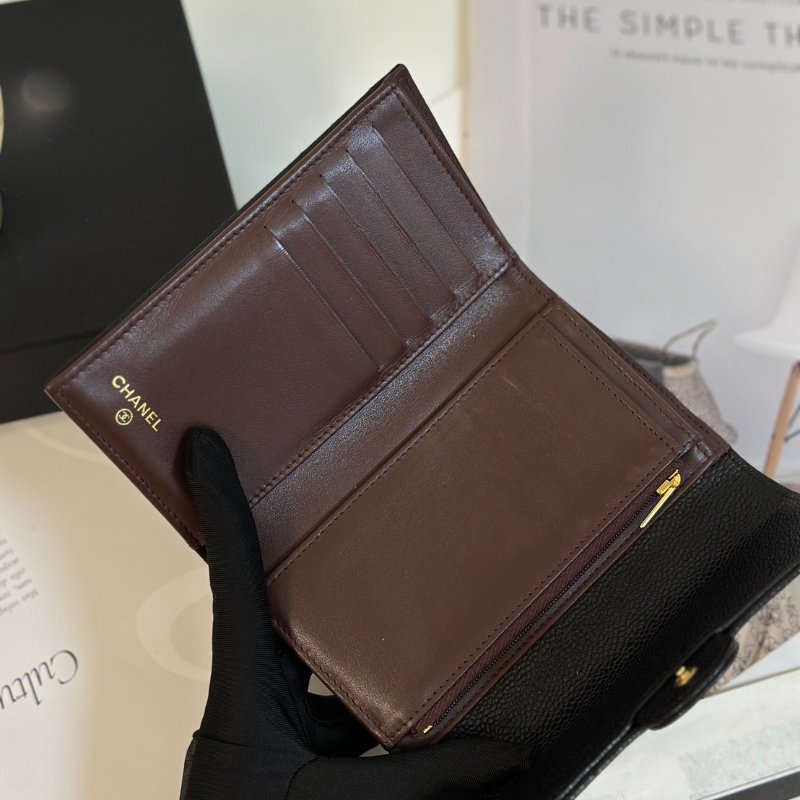 CHANEL 經典粒面牛皮中夾 - 黑金-6