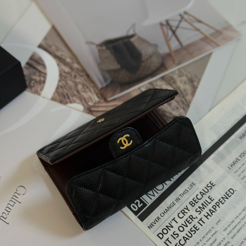 CHANEL 經典粒面牛皮中夾 - 黑金-7