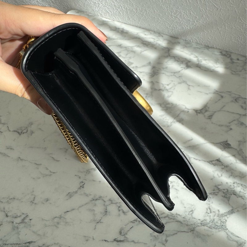 Gucci黑色皮革紅愛心鏈包 限定款✨✨-7