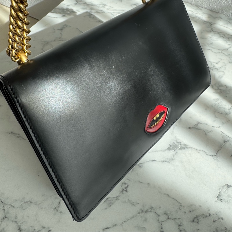 Gucci黑色皮革紅愛心鏈包 限定款✨✨-10