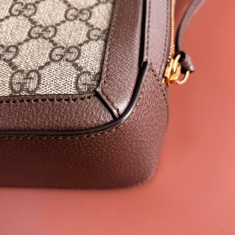 ::GUCCI:: 550622 經典Ophidia系列帆布印花綠紅綠織帶皮革飾邊拉鍊手提/斜背兩用包-8