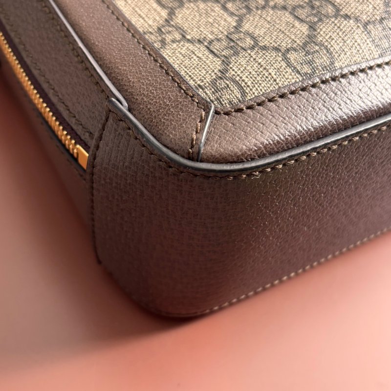 ::GUCCI:: 550622 經典Ophidia系列帆布印花綠紅綠織帶皮革飾邊拉鍊手提/斜背兩用包-9