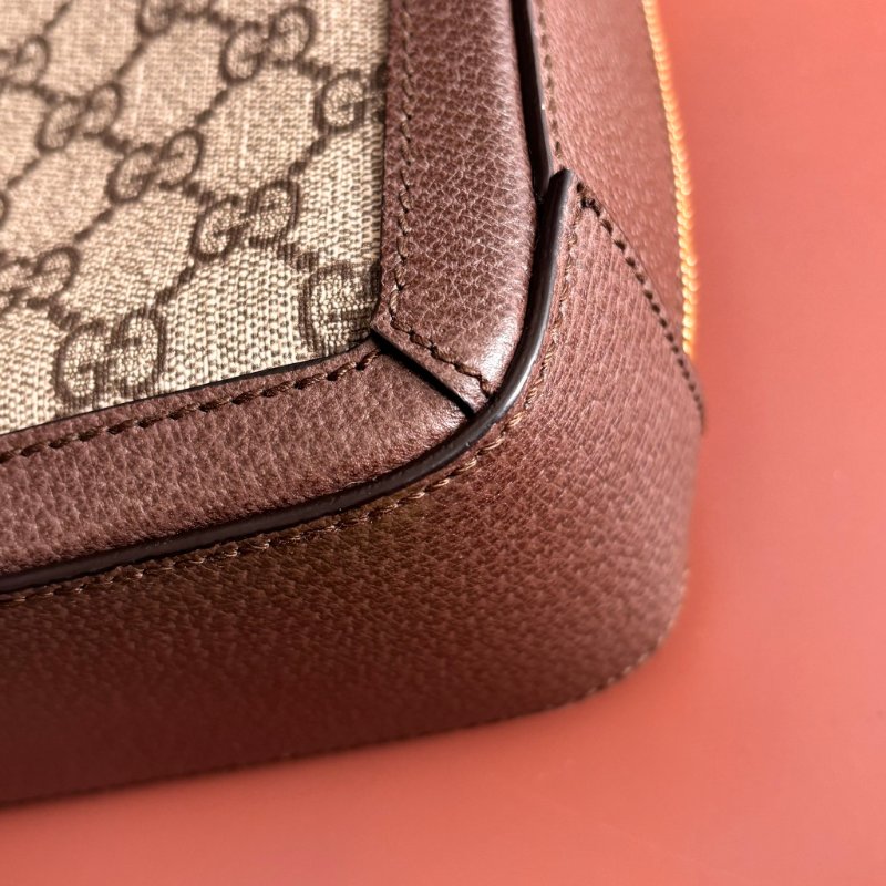 ::GUCCI:: 550622 經典Ophidia系列帆布印花綠紅綠織帶皮革飾邊拉鍊手提/斜背兩用包-10