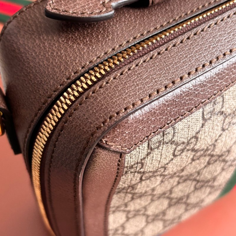 ::GUCCI:: 550622 經典Ophidia系列帆布印花綠紅綠織帶皮革飾邊拉鍊手提/斜背兩用包-14