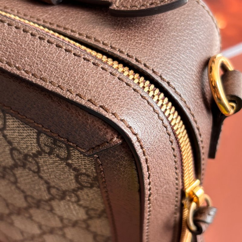 ::GUCCI:: 550622 經典Ophidia系列帆布印花綠紅綠織帶皮革飾邊拉鍊手提/斜背兩用包-15