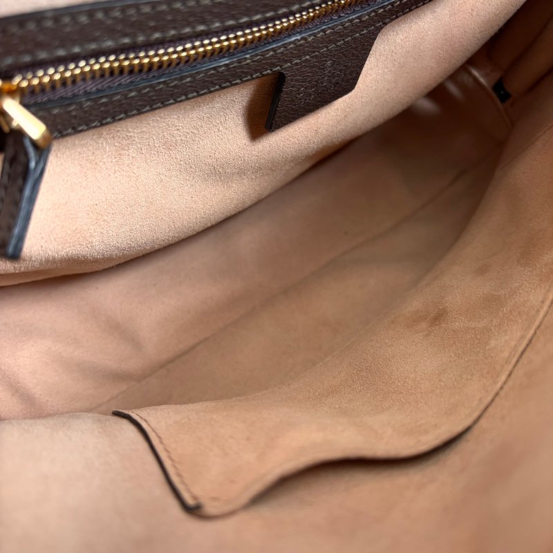 ::GUCCI:: 550622 經典Ophidia系列帆布印花綠紅綠織帶皮革飾邊拉鍊手提/斜背兩用包-16