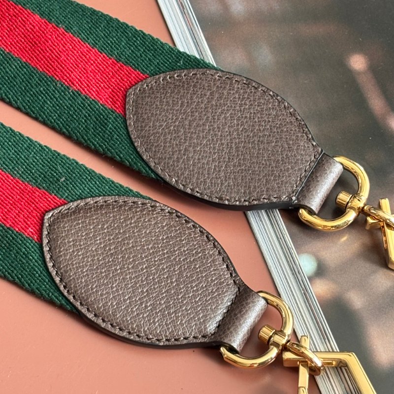 ::GUCCI:: 550622 經典Ophidia系列帆布印花綠紅綠織帶皮革飾邊拉鍊手提/斜背兩用包-20