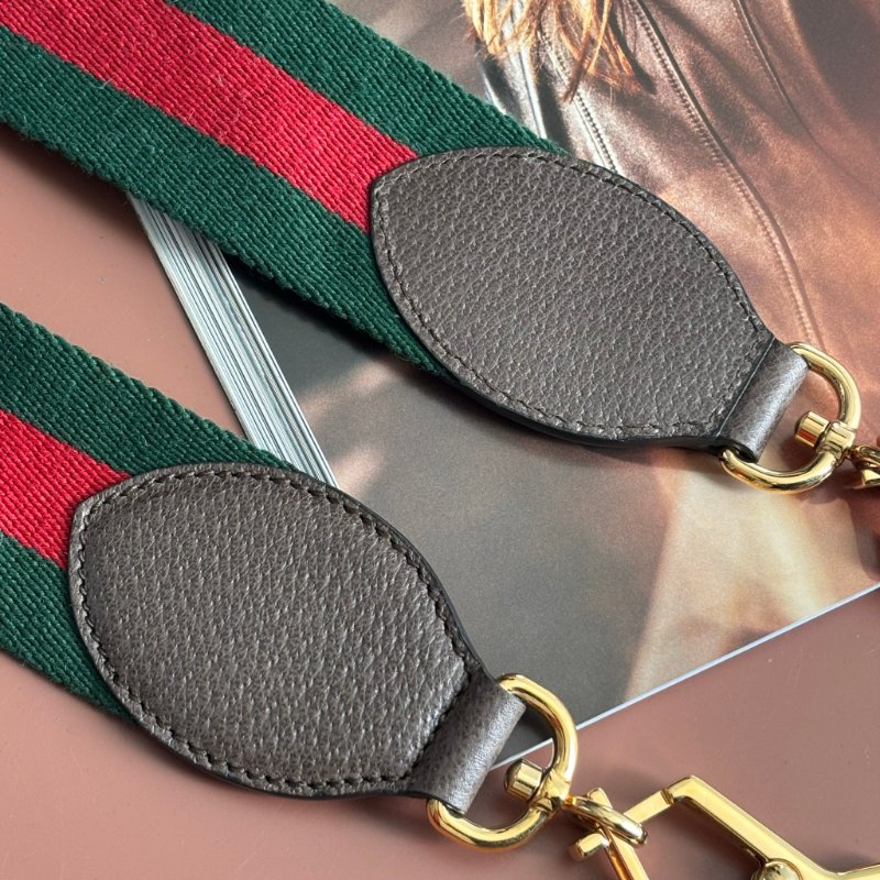 ::GUCCI:: 550622 經典Ophidia系列帆布印花綠紅綠織帶皮革飾邊拉鍊手提/斜背兩用包-21