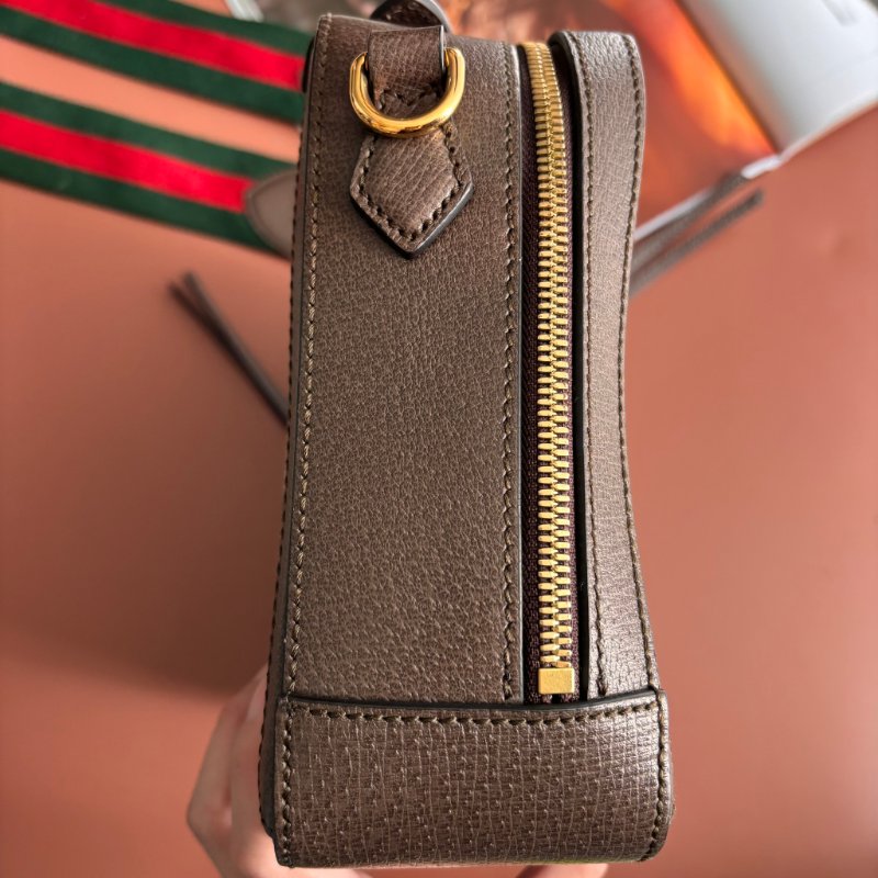 ::GUCCI:: 550622 經典Ophidia系列帆布印花綠紅綠織帶皮革飾邊拉鍊手提/斜背兩用包-24