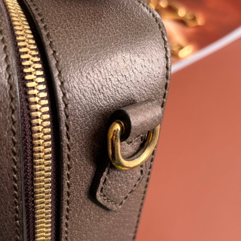 ::GUCCI:: 550622 經典Ophidia系列帆布印花綠紅綠織帶皮革飾邊拉鍊手提/斜背兩用包-26