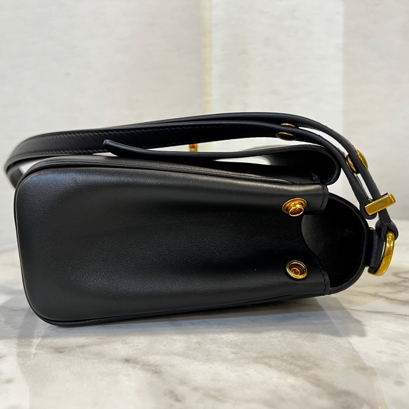 Balenciaga 黑牛皮霧金釦Bel Air XS 下蓋肩斜背包-4