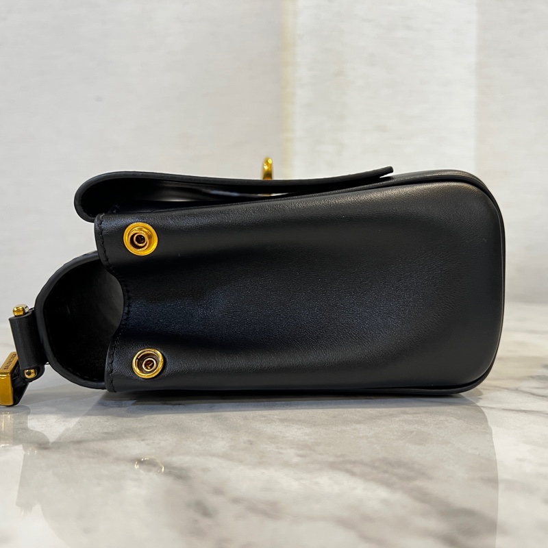 Balenciaga 黑牛皮霧金釦Bel Air XS 下蓋肩斜背包-5